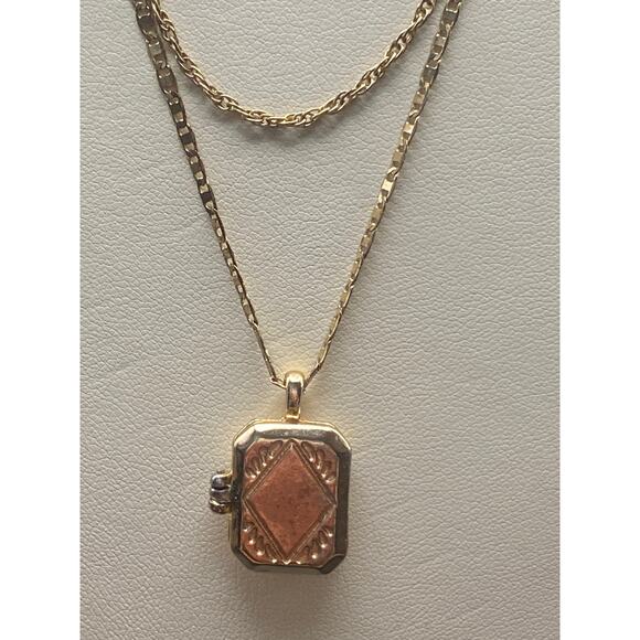 Vintage-Style Double-Layer Gold-Tone Locket Necklace - Picture 2 of 10